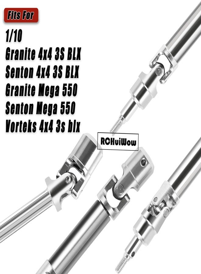 مجموعة ترقية محور نقل الحركة RCHuiWow RC لسيارات Granite/Senton 4x4 3S Blx (Mega 550)/Vorteks 3s blx بمقياس 1/10، أعمدة نقل حركة من الفولاذ المقوى CVD مع رأس سداسي، 4 قطع، فضي - Image 2
